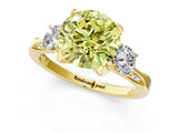 Yellow gold Fancy Yellow Round Cut Brilliant Three-Stone Diamond Ring with Pavé Band and Four-Prong Setting_4