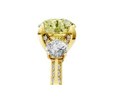 Yellow gold Fancy Yellow Round Cut Brilliant Three-Stone Diamond Ring with Pavé Band and Four-Prong Setting_8