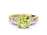 Yellow gold Fancy Yellow Round Cut Brilliant Three-Stone Pave Band with Four-Prong Setting