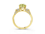 Yellow gold Fancy Yellow Round Cut Brilliant Three-Stone Pave Band with Four-Prong Setting_3