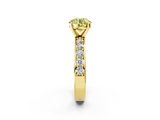 Yellow gold Fancy Yellow Round  Cut Channel Set Diamond Engagement Ring with Four-Prong Setting_2
