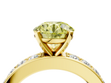 Yellow gold Fancy Yellow Round  Cut Channel Set Diamond Engagement Ring with Four-Prong Setting_4