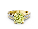 Yellow gold Fancy Yellow Round  Cut Channel Set Solitaire Engagement Ring with Prong Setting