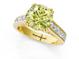Yellow gold Fancy Yellow Round  Cut Channel Set Solitaire Engagement Ring with Prong Setting_1
