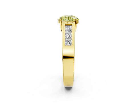 Yellow gold Fancy Yellow Round Cut Cut Channel Set Solitaire Ring with Four-Prong Setting_2