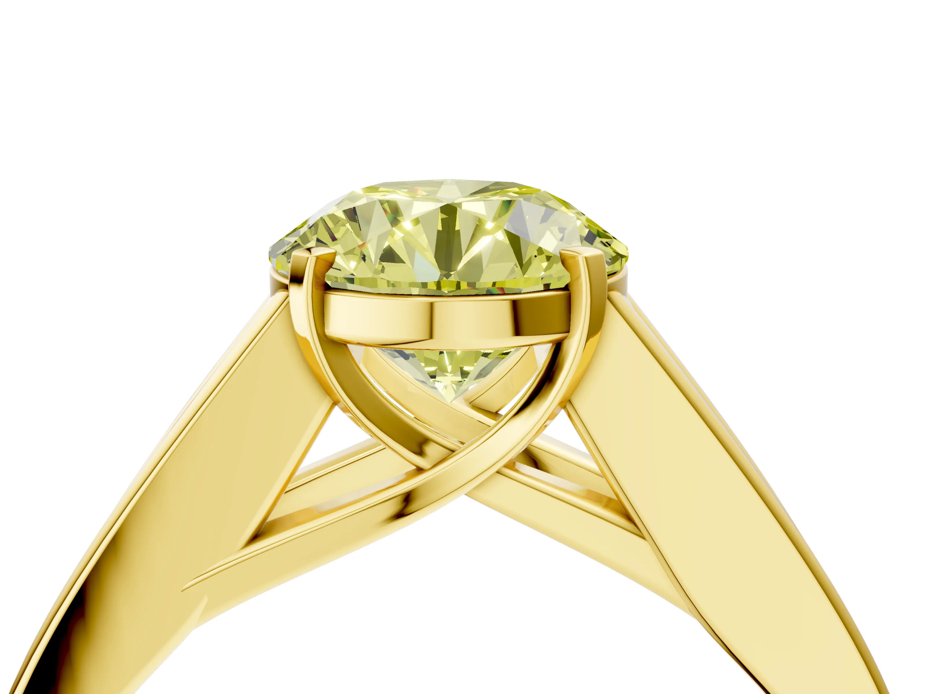 Yellow gold Fancy Yellow Round Cut Cut Channel Set Solitaire Ring with Four-Prong Setting_4