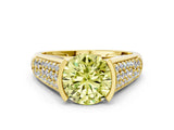 Yellow gold Fancy Yellow Round Cut Cut Diamond Channel Set Pave Band with Tension Prong Setting