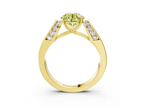 Yellow gold Fancy Yellow Round Cut Cut Diamond Channel Set Solitaire Ring with Four-Prong Setting_3