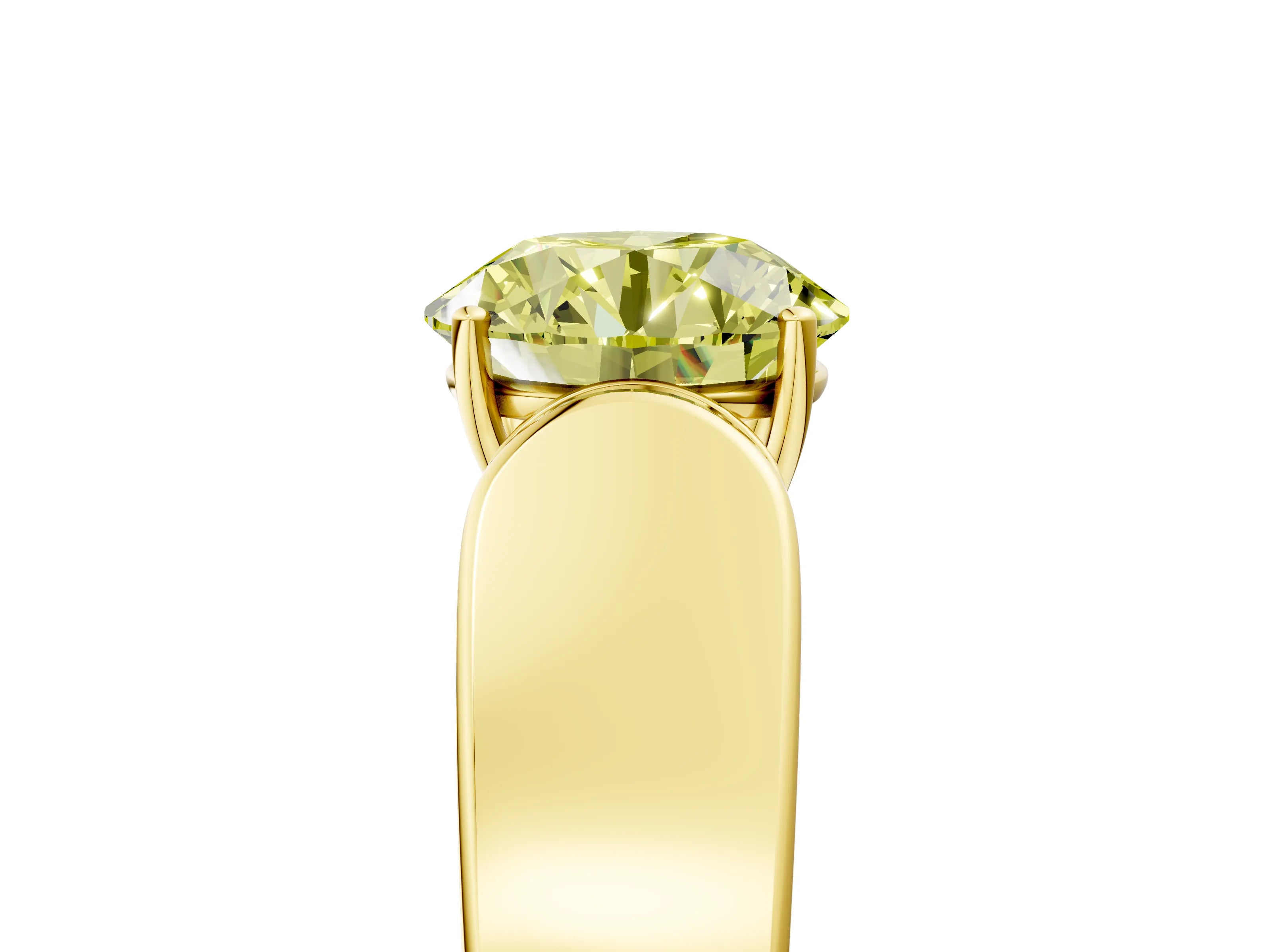 Yellow gold Fancy Yellow Round Cut Cut Diamond Channel Set Solitaire Ring with Four-Prong Setting_5