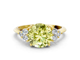 Yellow gold Fancy Yellow Round Cut Cut Diamond Cluster Ring with Solitaire Band and Four-Prong Setting