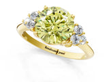 Yellow gold Fancy Yellow Round Cut Cut Diamond Cluster Ring with Solitaire Band and Four-Prong Setting_1