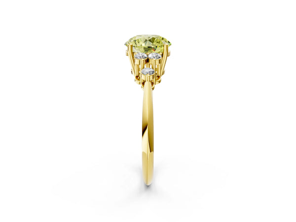Yellow Gold Round Cluster Accent Engagement Ring Setting for Fancy Yellow Center