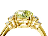 Yellow gold Fancy Yellow Round Cut Cut Diamond Cluster Ring with Solitaire Band and Four-Prong Setting_4