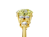 Yellow gold Fancy Yellow Round Cut Cut Diamond Cluster Ring with Solitaire Band and Four-Prong Setting_5
