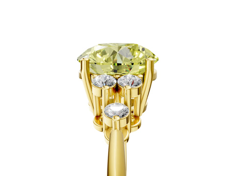 Yellow gold Fancy Yellow Round Cut Cut Diamond Cluster Ring with Solitaire Band and Four-Prong Setting_5