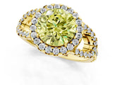 Yellow gold Fancy Yellow Round Cut Cut Diamond Halo Engagement Ring with Open Split Pavé Band_1