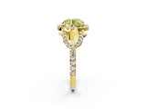 Yellow gold Fancy Yellow Round Cut Cut Diamond Halo Engagement Ring with Open Split Pavé Band_2