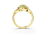 Yellow gold Fancy Yellow Round Cut Cut Diamond Halo Engagement Ring with Open Split Pavé Band_3