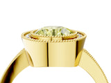 Yellow gold Fancy Yellow Round Cut-Cut Diamond Halo Engagement Ring with Pave Band and Prong Setting_4