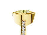Yellow gold Fancy Yellow Round Cut-Cut Diamond Halo Engagement Ring with Pave Band and Prong Setting_5