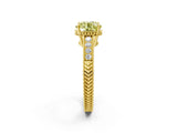 Yellow gold Fancy Yellow Round Cut Cut Diamond Milgrain Pave Band Four-Prong Setting Ring_5