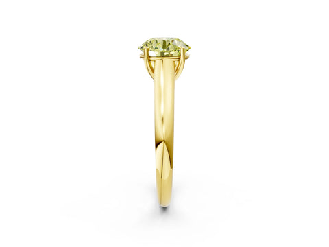 Yellow gold Fancy Yellow Round Cut Cut Diamond Solitaire Engagement Ring with Tapered Plain Band and Four-Prong Setting_2
