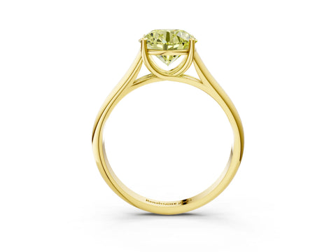 Yellow gold Fancy Yellow Round Cut Cut Diamond Solitaire Engagement Ring with Tapered Plain Band and Four-Prong Setting_3