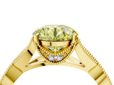 Yellow gold Fancy Yellow Round Cut Cut Diamond Twisted Band with Milgrain Pave Setting and Four-Prong Setting_4
