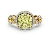 Yellow gold Fancy Yellow Round Cut Cut Halo Diamond Infinity Band with Four-Prong Setting