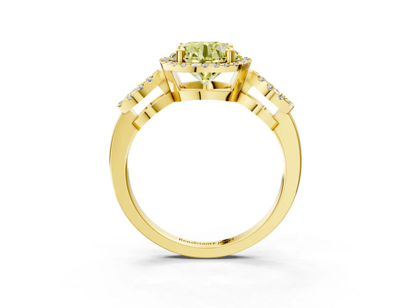 Yellow Gold Round Pave Infinity Halo Engagement Ring Setting for Fancy Yellow Center
