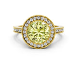 Yellow gold Fancy Yellow Round Cut Cut Halo Pavé Diamond Ring