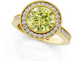 Yellow gold Fancy Yellow Round Cut Cut Halo Pavé Diamond Ring_1