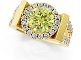 Yellow gold Fancy Yellow Round Cut Cut Halo Split Shank Prong Set Ring_1