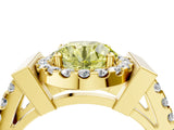 Yellow gold Fancy Yellow Round Cut Cut Halo Split Shank Prong Set Ring_4
