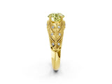 Yellow gold Fancy Yellow Round Cut Cut Milgrain Pave Diamond Engagement Ring with Four-Prong Setting_5