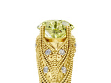 Yellow gold Fancy Yellow Round Cut Cut Milgrain Pave Diamond Engagement Ring with Four-Prong Setting_8
