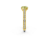 Yellow gold Fancy Yellow Round Cut Cut Pave Band Milgrain Solitaire Ring_2