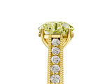 Yellow gold Fancy Yellow Round Cut Cut Pave Band Milgrain Solitaire Ring_5