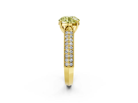 Yellow gold Fancy Yellow Round Cut Cut Pave Split Shank Engagement Ring with Four-Prong Setting_2