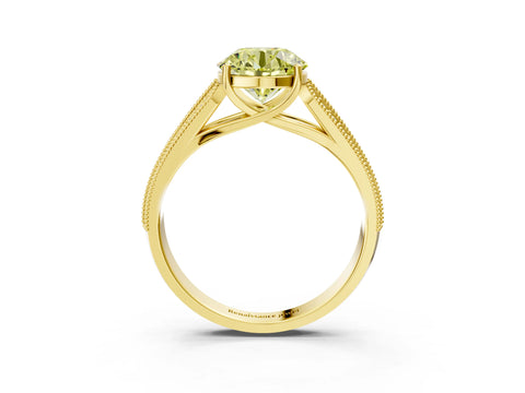 Yellow gold Fancy Yellow Round Cut Cut Pave Split Shank Engagement Ring with Four-Prong Setting_3