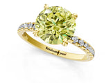 Yellow gold Fancy Yellow Round Cut Diamond Brilliant Solitaire Ring with Pavé Band and Four-Prong Setting_13