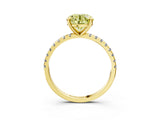 Yellow gold Fancy Yellow Round Cut Diamond Brilliant Solitaire Ring with Pavé Band and Four-Prong Setting_15