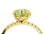 Yellow gold Fancy Yellow Round Cut Diamond Brilliant Solitaire Ring with Pavé Band and Four-Prong Setting_16