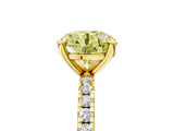 Yellow gold Fancy Yellow Round Cut Diamond Brilliant Solitaire Ring with Pavé Band and Four-Prong Setting_17