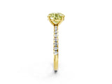 Yellow gold Fancy Yellow Round Cut Diamond Brilliant Solitaire Ring with Pavé Band and Four-Prong Setting_2