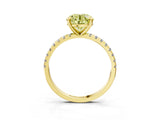 Yellow gold Fancy Yellow Round Cut Diamond Brilliant Solitaire Ring with Pavé Band and Four-Prong Setting_3