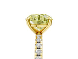 Yellow gold Fancy Yellow Round Cut Diamond Brilliant Solitaire Ring with Pavé Band and Four-Prong Setting_5