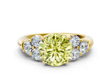 Yellow gold Fancy Yellow Round  Cut Diamond Cluster Ring with Round Accent Stones and Prong Setting on a Classic Band_29