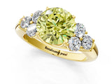 Yellow gold Fancy Yellow Round  Cut Diamond Cluster Ring with Round Accent Stones and Prong Setting on a Classic Band_30
