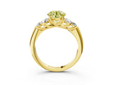 Yellow gold Fancy Yellow Round  Cut Diamond Cluster Ring with Round Accent Stones and Prong Setting on a Classic Band_32